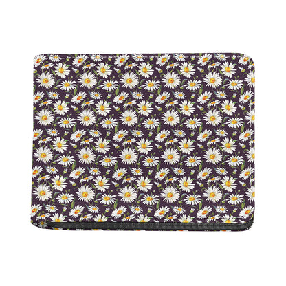 Watercolor White Daisy Pattern Print Bifold Wallet