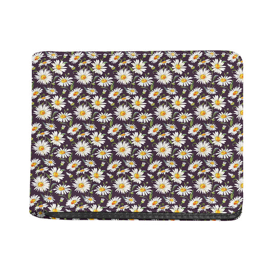 Watercolor White Daisy Pattern Print Bifold Wallet