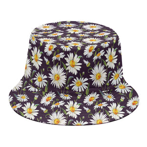 Watercolor White Daisy Pattern Print Bucket Hat