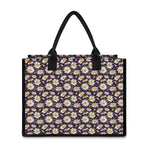 Watercolor White Daisy Pattern Print Canvas Tote Bag