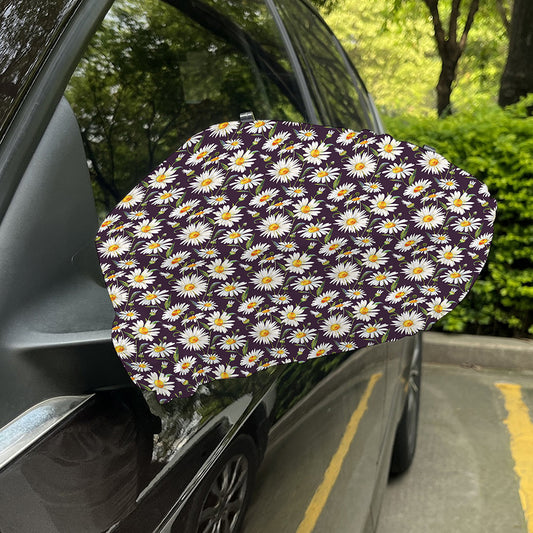 Watercolor White Daisy Pattern Print Car Side Mirror Covers