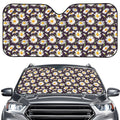 Watercolor White Daisy Pattern Print Car Windshield Sun Shade