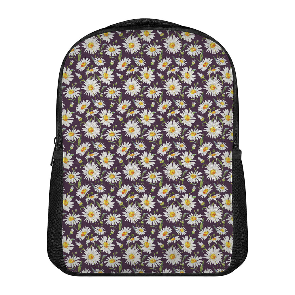 Watercolor White Daisy Pattern Print Casual Backpack