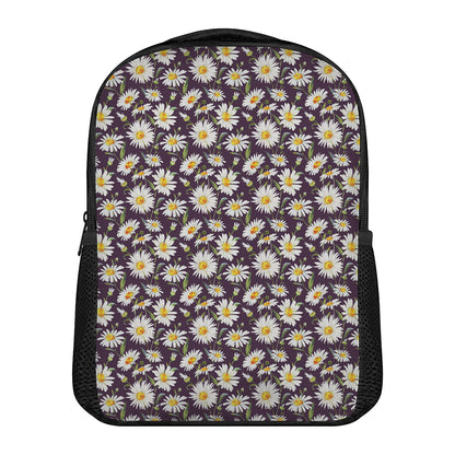 Watercolor White Daisy Pattern Print Casual Backpack