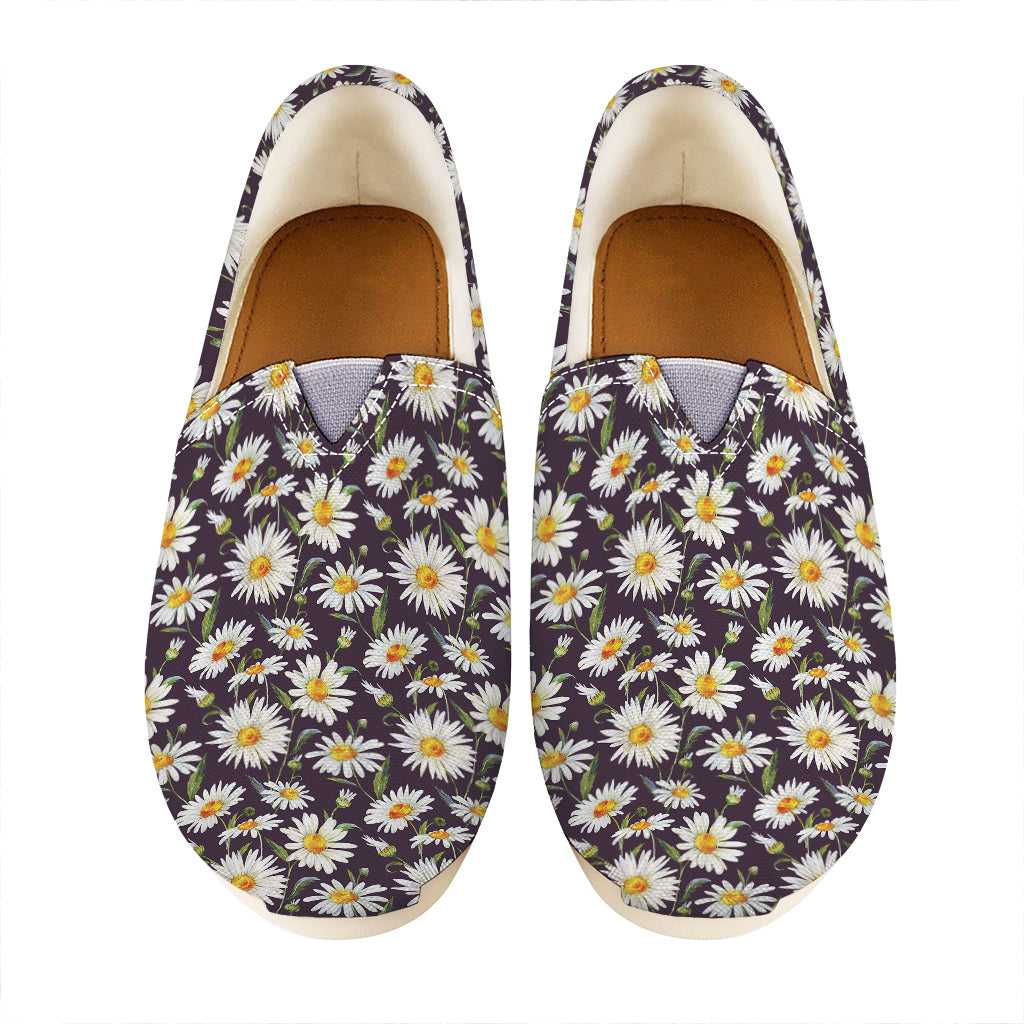 Watercolor White Daisy Pattern Print Casual Shoes
