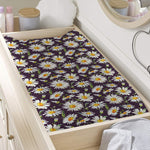 Watercolor White Daisy Pattern Print Changing Pad Cover