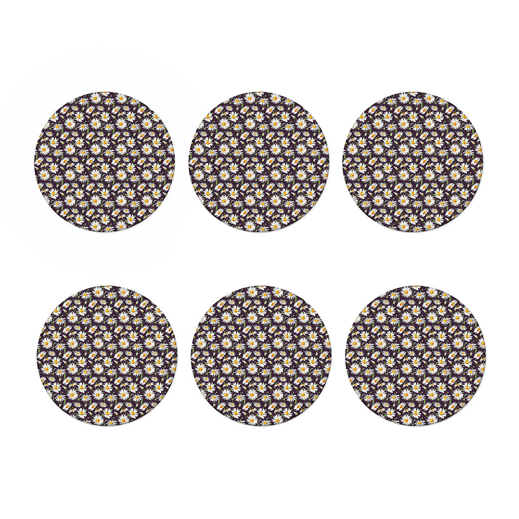 Watercolor White Daisy Pattern Print Coaster Set