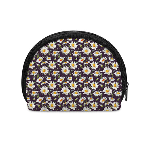 Watercolor White Daisy Pattern Print Coin Purse