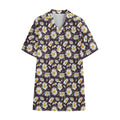 Watercolor White Daisy Pattern Print Cotton Hawaiian Shirt