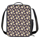 Watercolor White Daisy Pattern Print Crossbody Lunch Bag