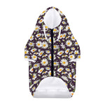 Watercolor White Daisy Pattern Print Dog Zip Up Hoodie