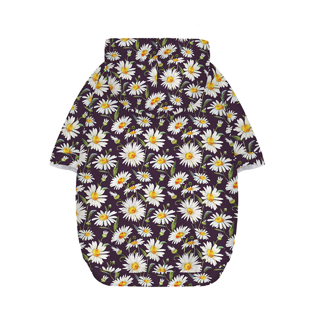 Watercolor White Daisy Pattern Print Dog Zip Up Hoodie