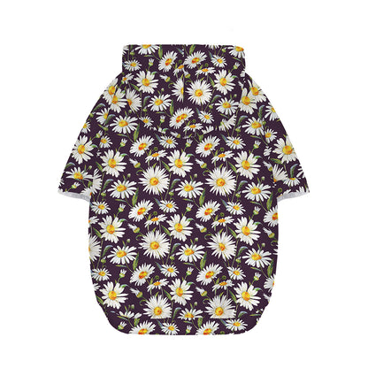 Watercolor White Daisy Pattern Print Dog Zip Up Hoodie