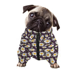 Watercolor White Daisy Pattern Print Dog Zip Up Jacket