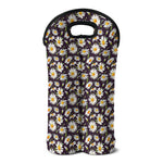 Watercolor White Daisy Pattern Print Double Neoprene Wine Tote