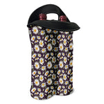 Watercolor White Daisy Pattern Print Double Neoprene Wine Tote