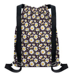 Watercolor White Daisy Pattern Print Drawstring Backpack