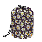 Watercolor White Daisy Pattern Print Drawstring Makeup Bag