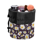 Watercolor White Daisy Pattern Print Drawstring Makeup Bag