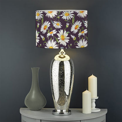 Watercolor White Daisy Pattern Print Drum Lamp Shade