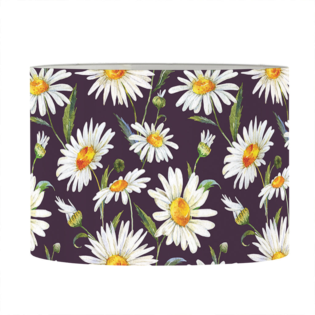 Watercolor White Daisy Pattern Print Drum Lamp Shade