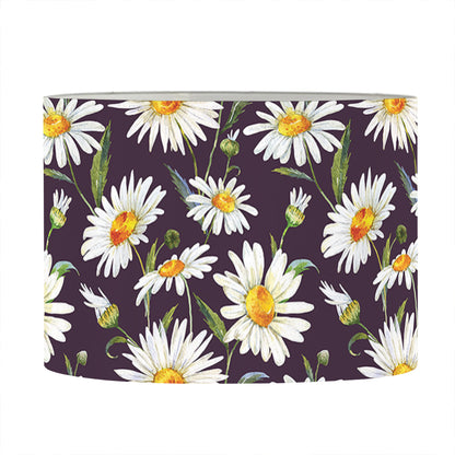 Watercolor White Daisy Pattern Print Drum Lamp Shade