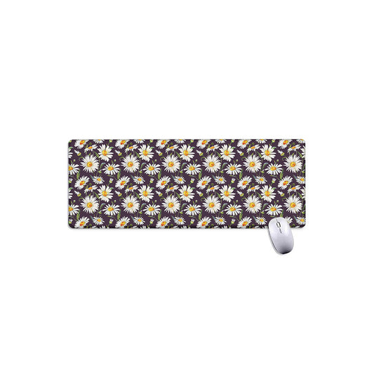 Watercolor White Daisy Pattern Print Extended Mouse Pad