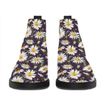 Watercolor White Daisy Pattern Print Flat Ankle Boots