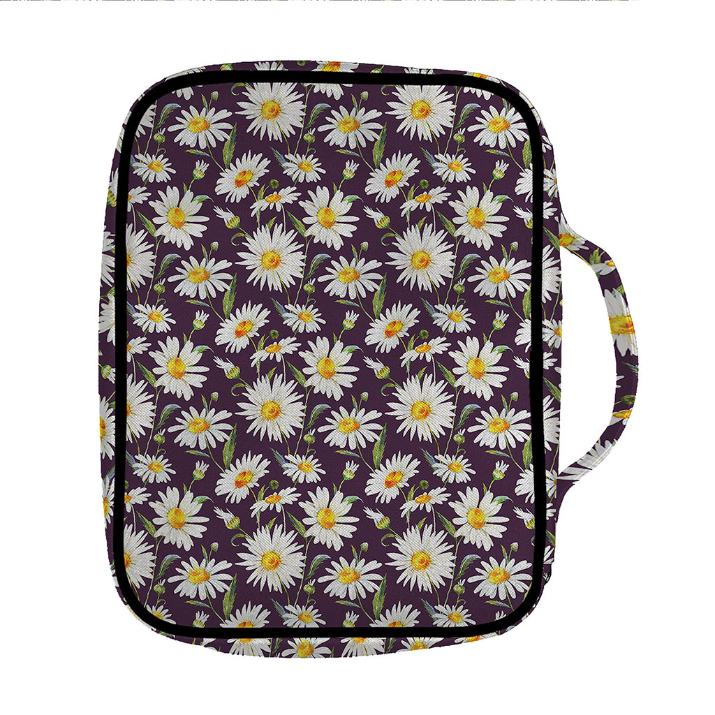 Watercolor White Daisy Pattern Print Front Pocket Bible Bag
