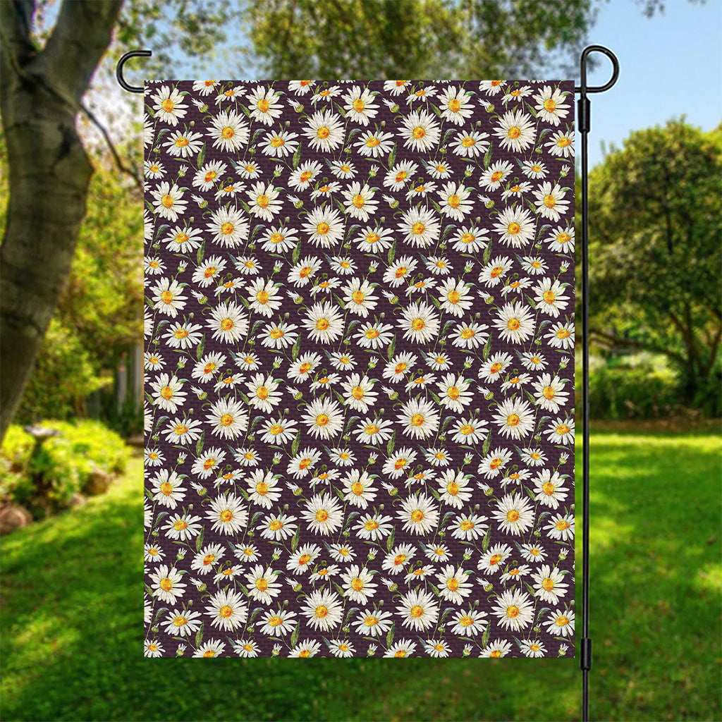 Watercolor White Daisy Pattern Print Garden Flag