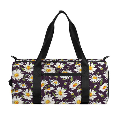 Watercolor White Daisy Pattern Print Gym Bag
