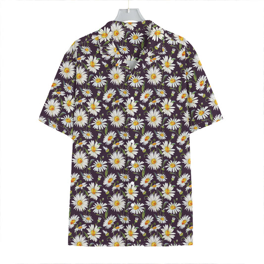 Watercolor White Daisy Pattern Print Hawaiian Shirt