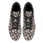 Watercolor White Daisy Pattern Print High Top Leather Sneakers