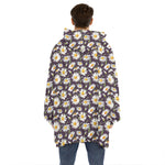 Watercolor White Daisy Pattern Print Hoodie Blanket