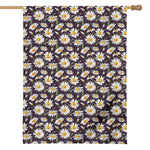 Watercolor White Daisy Pattern Print House Flag