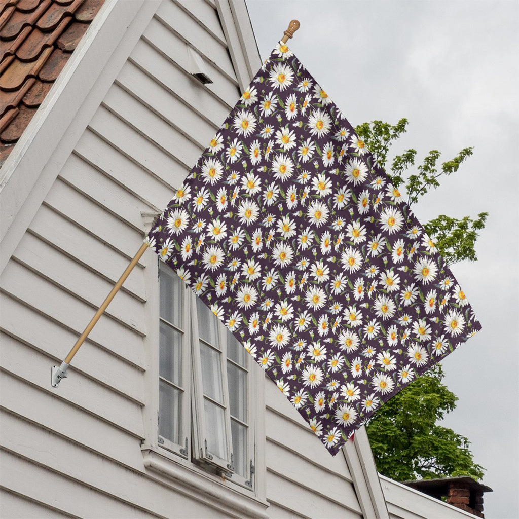 Watercolor White Daisy Pattern Print House Flag