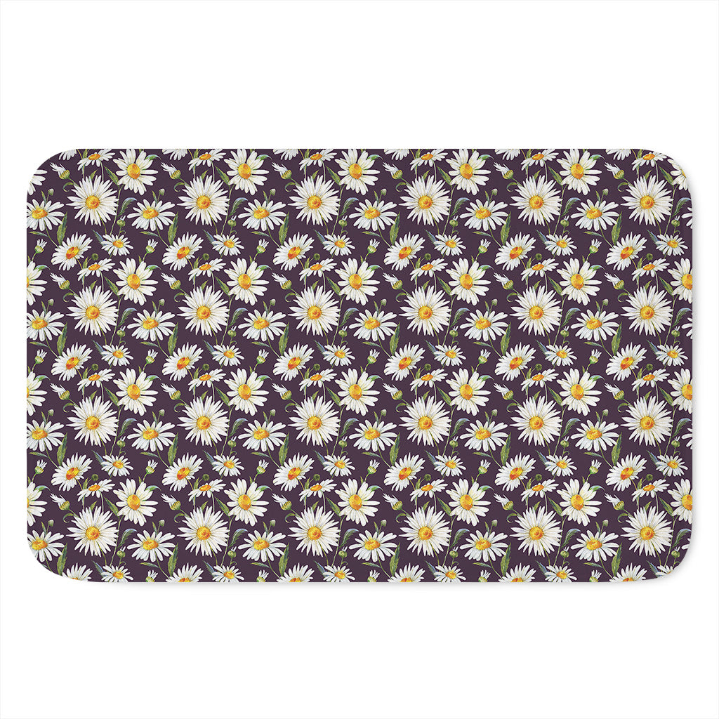 Watercolor White Daisy Pattern Print Indoor Door Mat
