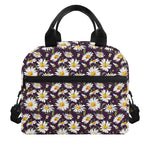 Watercolor White Daisy Pattern Print Insulated Lunch Bag