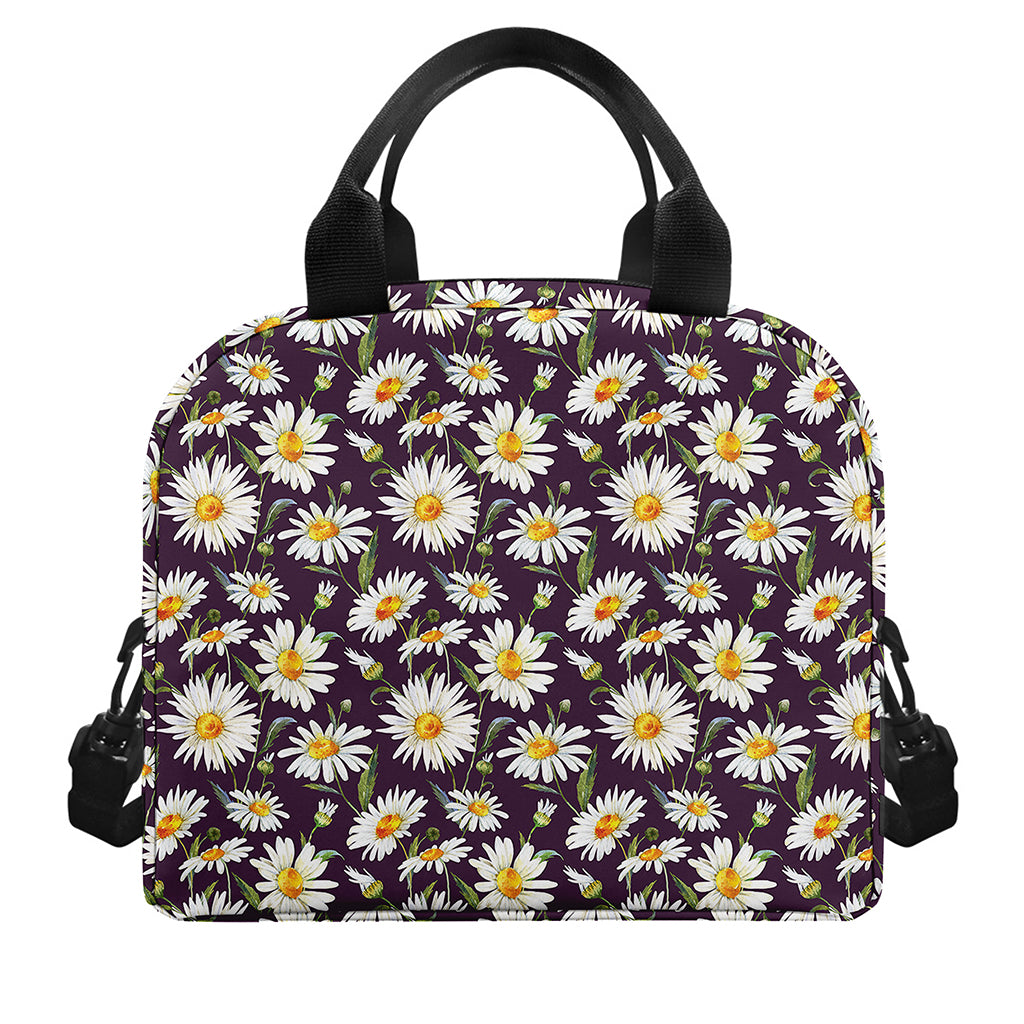 Watercolor White Daisy Pattern Print Insulated Lunch Bag