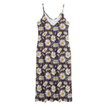 Watercolor White Daisy Pattern Print Jersey Midi Cami Dress