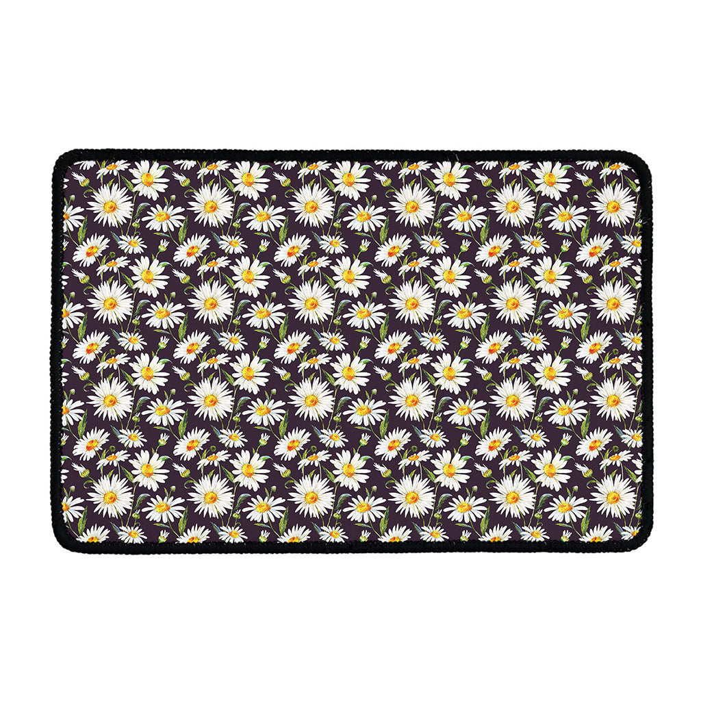 Watercolor White Daisy Pattern Print Kitchen Mat