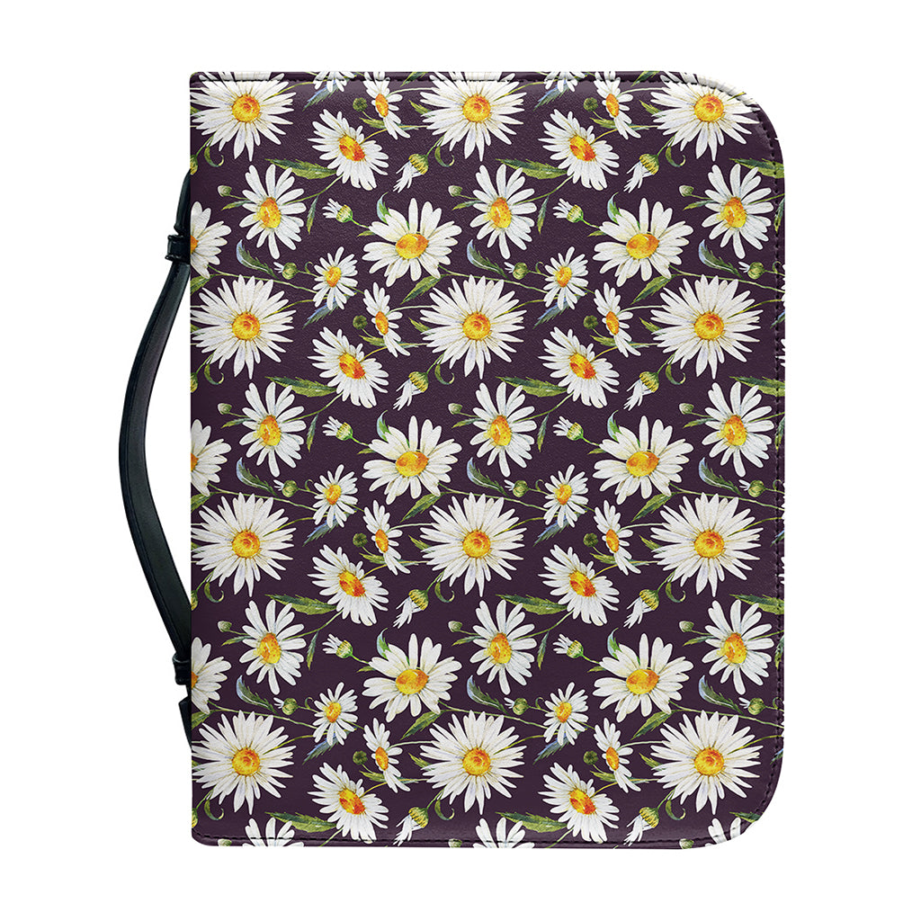 Watercolor White Daisy Pattern Print Leather Bible Cover