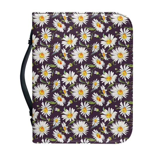 Watercolor White Daisy Pattern Print Leather Bible Cover
