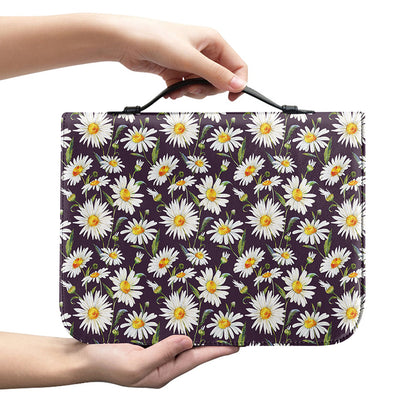 Watercolor White Daisy Pattern Print Leather Bible Cover