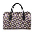Watercolor White Daisy Pattern Print Leather Duffel Bag
