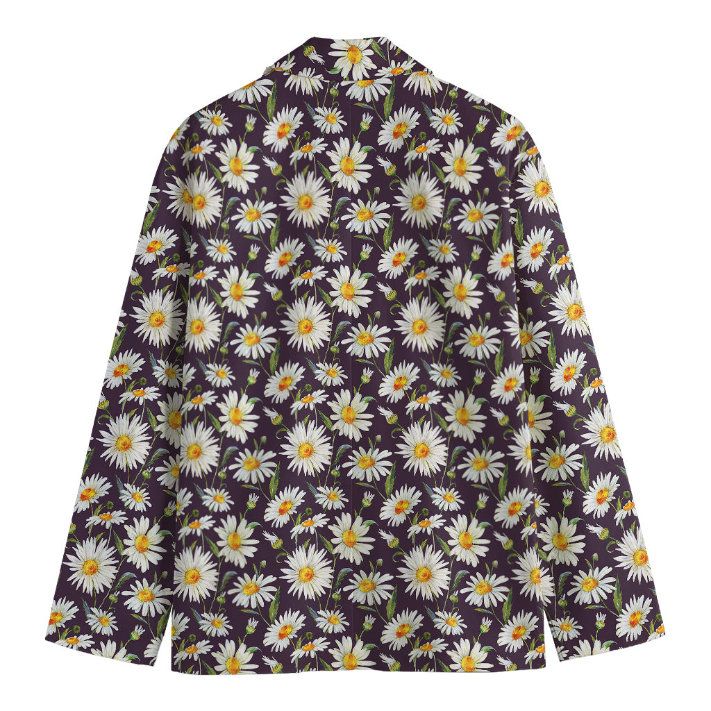 Watercolor White Daisy Pattern Print Men's Blazer
