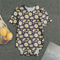 Watercolor White Daisy Pattern Print Men's Bodysuit