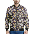 Watercolor White Daisy Pattern Print Men's Bomber Jacket
