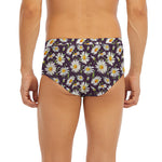 Watercolor White Daisy Pattern Print Men's Briefs