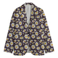 Watercolor White Daisy Pattern Print Men's Cotton Blazer